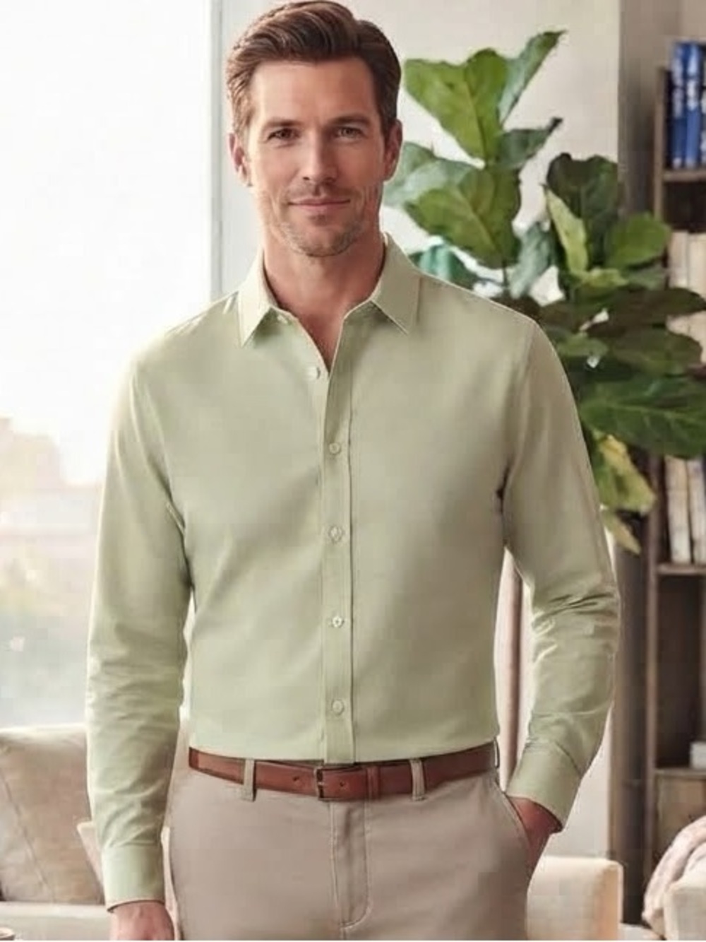 GAP Light Sage Button-Front Shirt Jacket